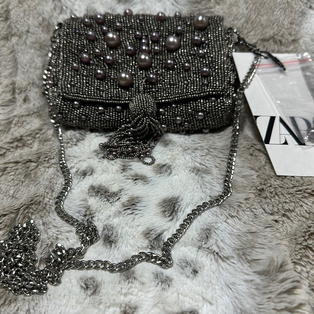 Zara mini bag 6” x 4” pearls beads